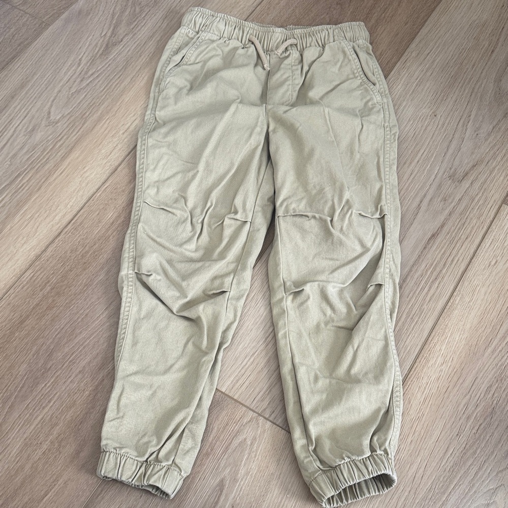 H&M Beige Cotton Canvas Jogger Pants
